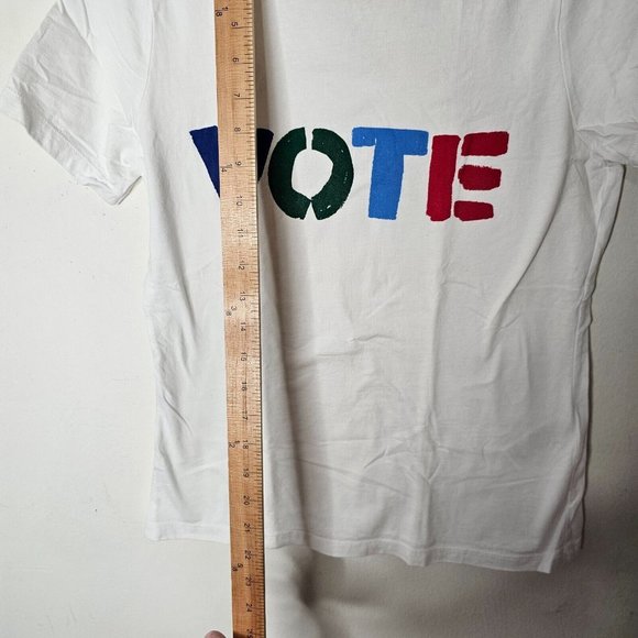 Limited Ed. Tory Burch White MultiColor VOTE Graphic Short Sleeve Tee Shirt S - Picture 4 of 9